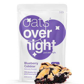 Oats Overnight Blueberry Cobbler pack front, dairy-free protein breakfast