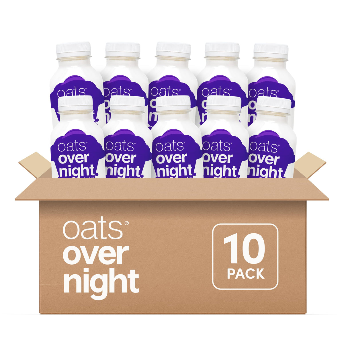 Oats Overnight blueberry muffin bottle front emphasizes a protein-forward breakfast option.
