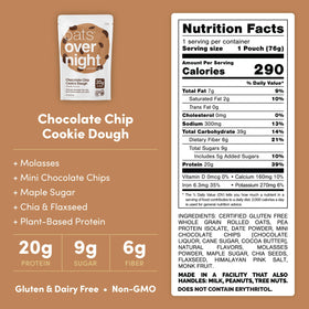 Oats Overnight Chocolate Chip Cookie Dough ingredients close-up for healthy start.