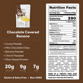 Oats Overnight closeup highlights chocolate chips and banana texture in the mix.