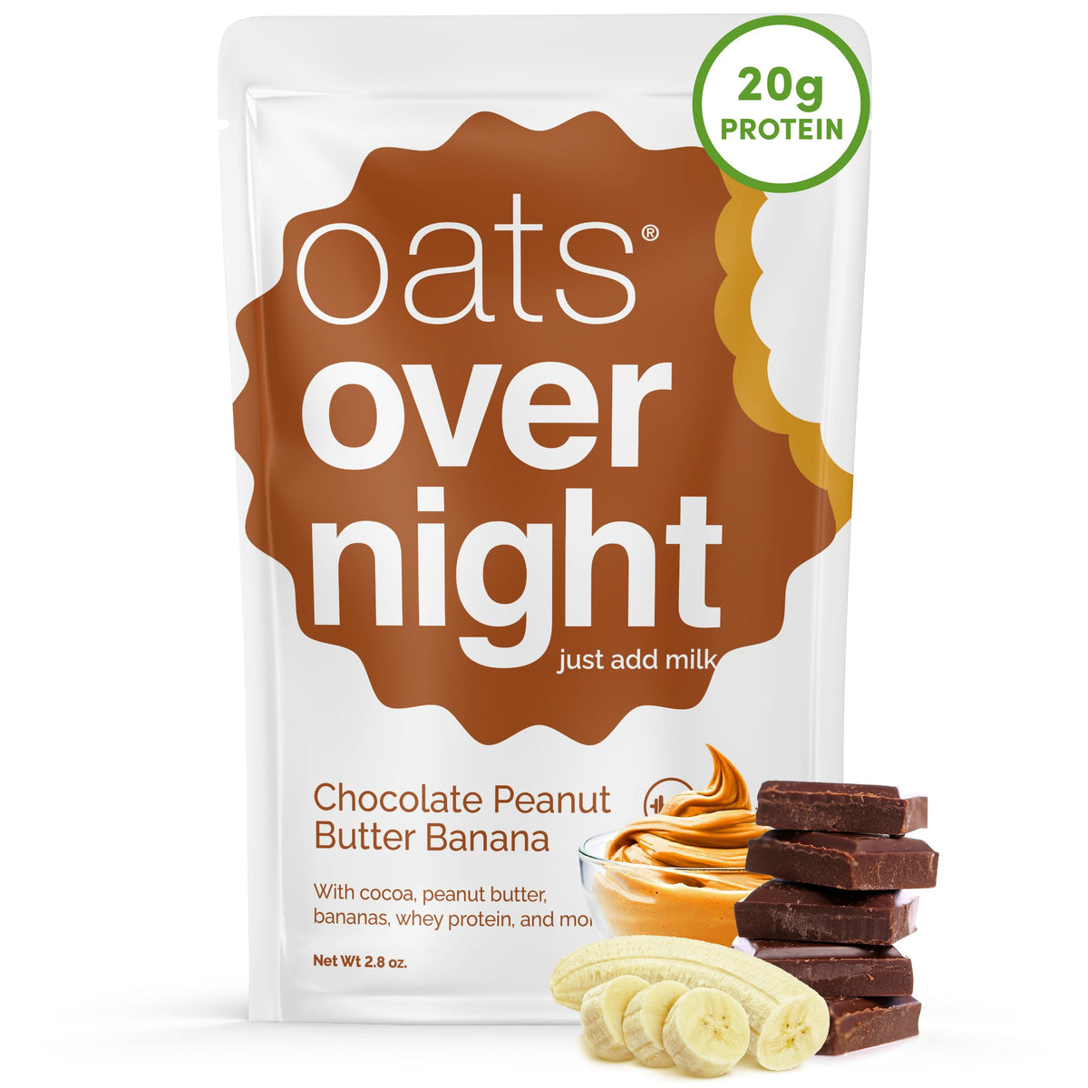 Oats Overnight chocolate peanut butter banana pack, ready-to-eat breakfast