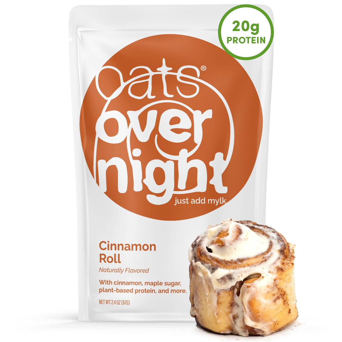 Oats Overnight Cinnamon Roll pack offering a ready-to-go high-protein breakfast