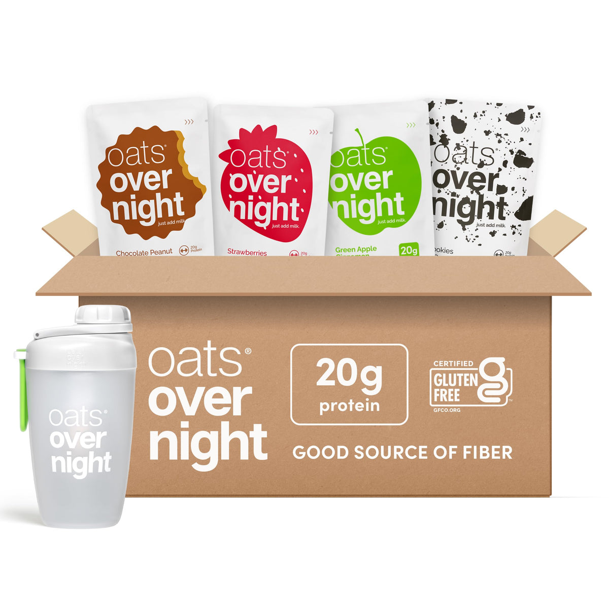 Oats Overnight Classic Variety Pack, milk being poured for a quick breakfast