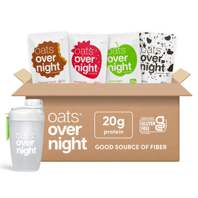 Oats Overnight Classic Variety Pack, milk being poured for a quick breakfast