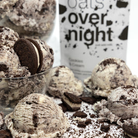 Oats Overnight Cookies & Cream ingredients highlight gluten-free oats.