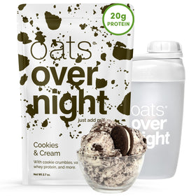 Oats Overnight Cookies & Cream boxed eight-pack for convenient grab-and-go breakfast.