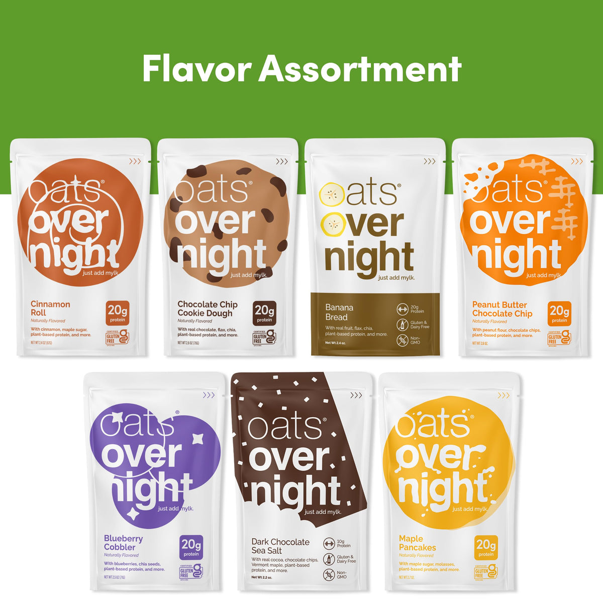 Oats Overnight dark chocolate sea salt pack visual conveys rich flavor and fiber boost.
