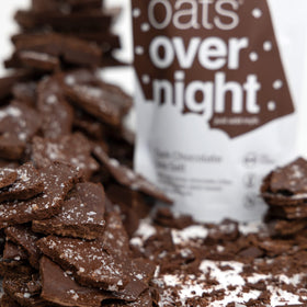Oats Overnight Dark Chocolate Sea Salt shaker bottle ready-to-drink breakfast.