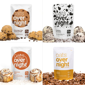 Oats Overnight Dark Chocolate Sea Salt portion emphasizes bold taste and versatility.