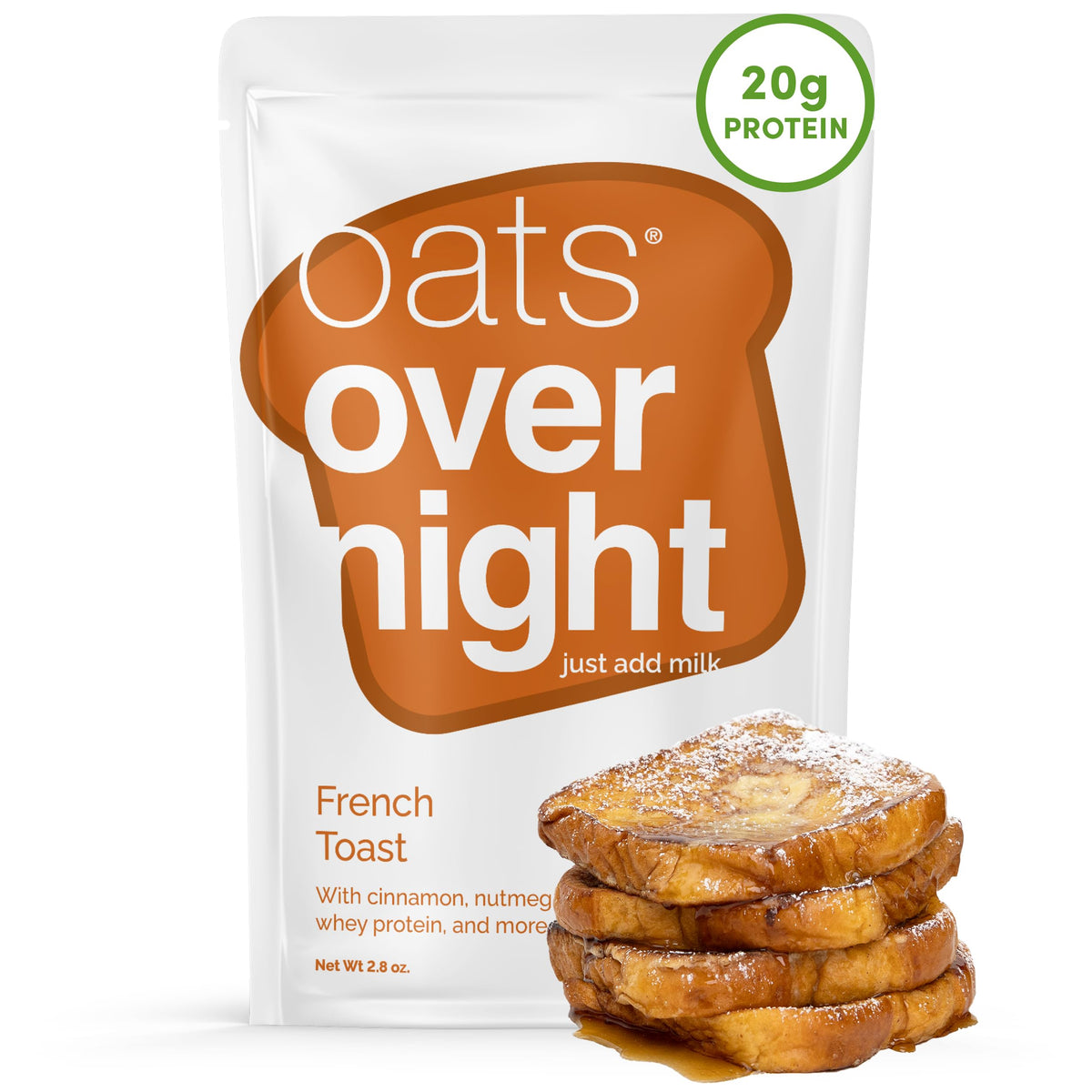 Oats Overnight French Toast pack front - convenient grab-and-go breakfast option.