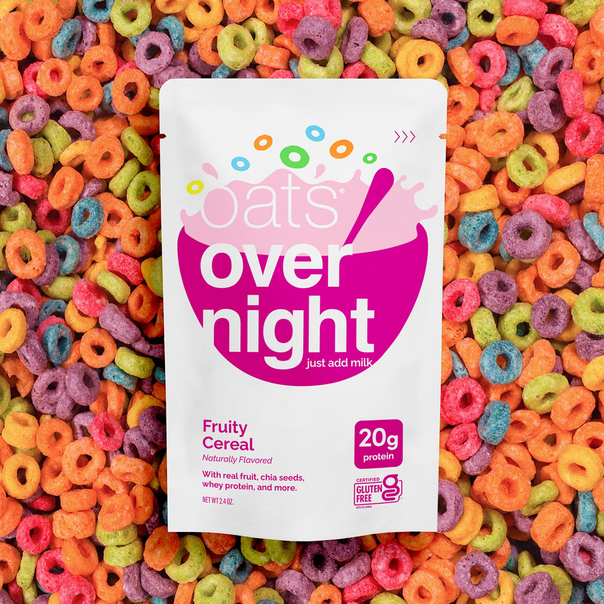 Chia seeds and flaxseed featured in Oats Overnight Fruity Cereal