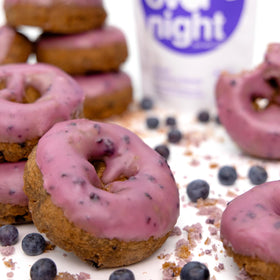 Gluten-free label on Oats Overnight Glazed Blueberry Donut emphasizes clean ingredients.