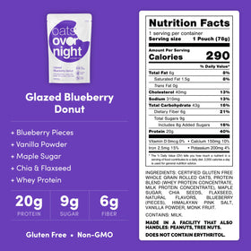 Oats Overnight Glazed Blueberry Donut pouring milk over the mix for a quick morning start.