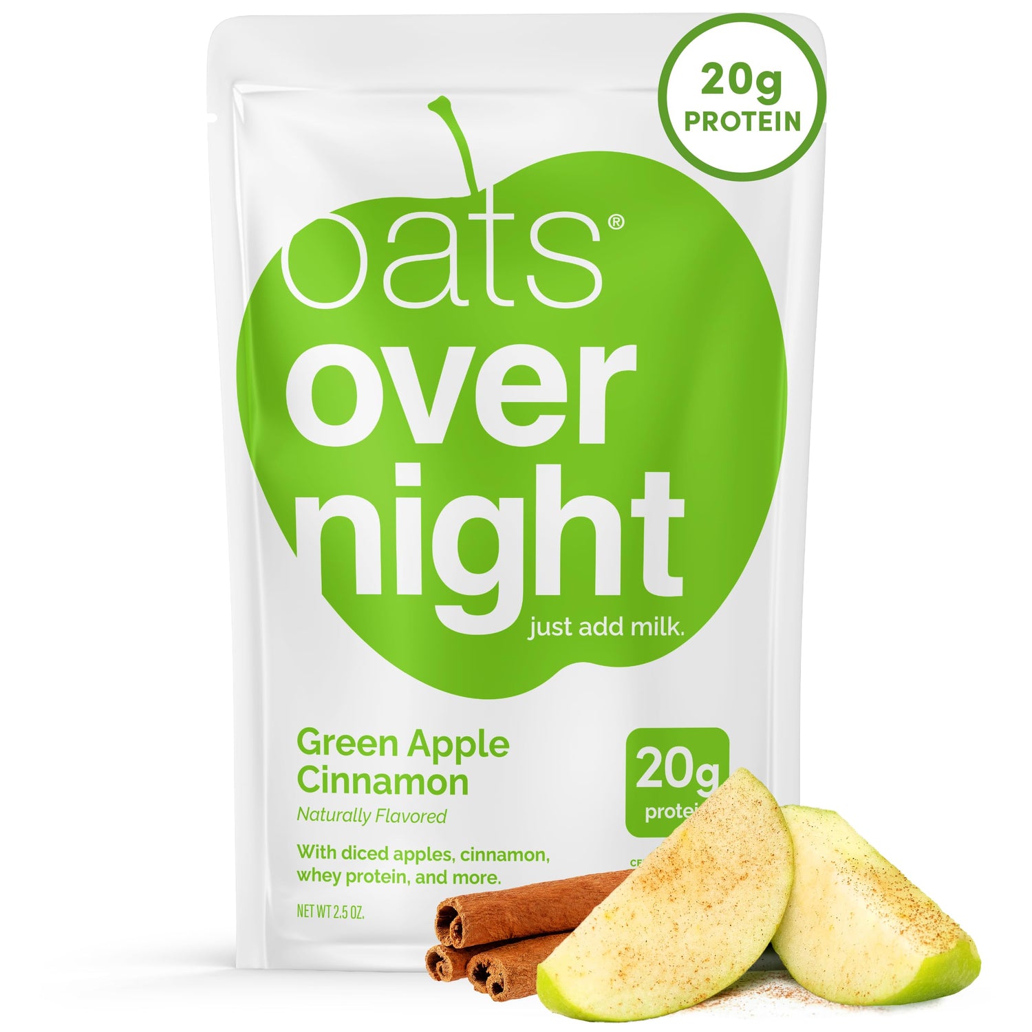 Oats Overnight green apple cinnamon pack ready to mix for busy mornings
