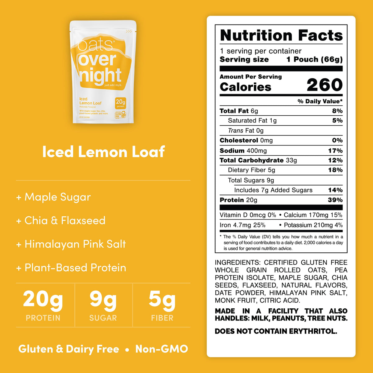 Oats Overnight iced lemon loaf in shaker demonstrates grab-and-go protein for busy mornings.
