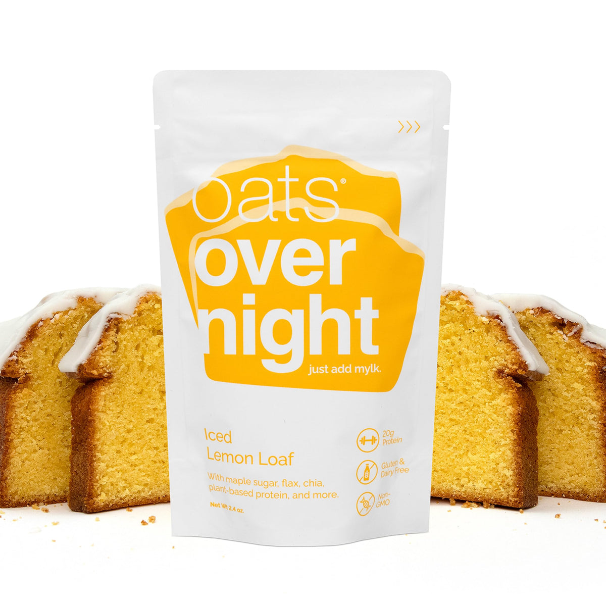 Oats Overnight iced lemon loaf ready-to-eat protein breakfast option on the go.