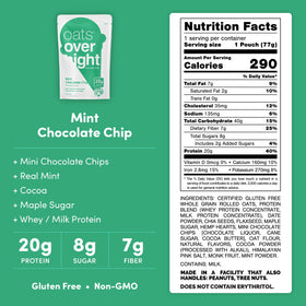 Oats Overnight Mint Chocolate Chip night-prep scene highlights easy mix and chill.