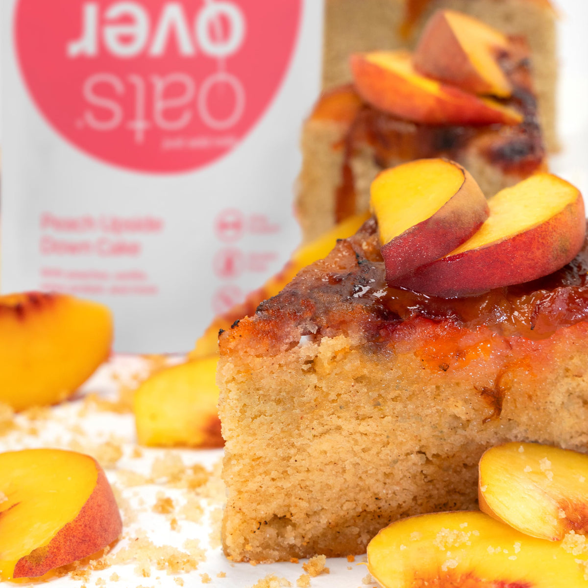 Ingredient list featuring gluten-free oats, chia and flaxseeds