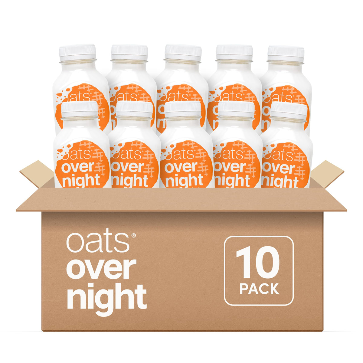 Oats Overnight Peanut Butter Crunch bottle pour shows ready-to-drink breakfast option