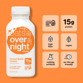 Oats Overnight Peanut Butter Crunch ingredients-label highlights gluten-free non-GMO