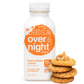 Oats Overnight Peanut Butter Crunch pour into glass demonstrates easy serving