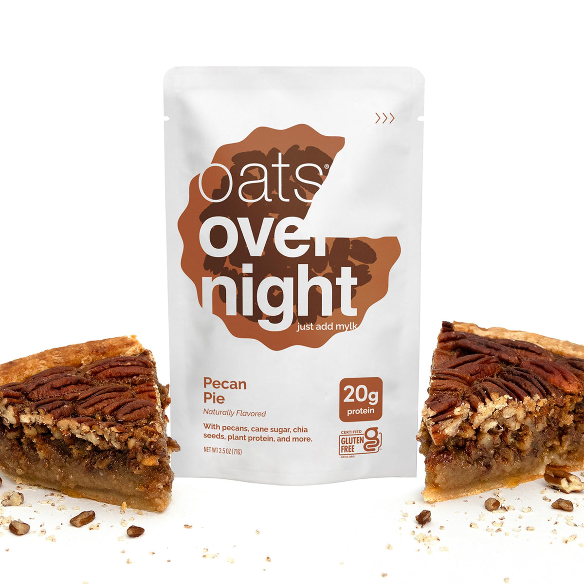 Oats Overnight Pecan Pie prepared with milk for quick breakfast.