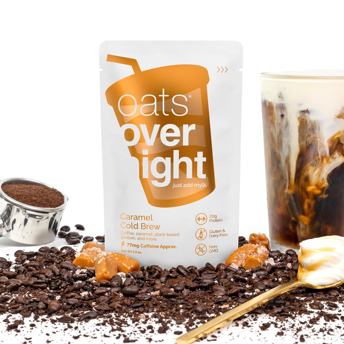 Oats Overnight ready-to-drink image shows an on-the-go breakfast solution