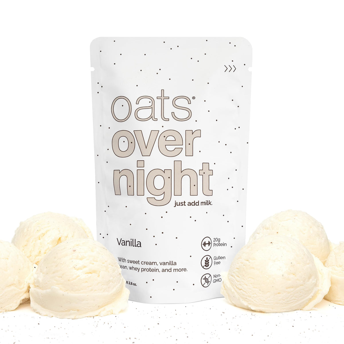Vanilla breakfast setup with Oats Overnight for energy.