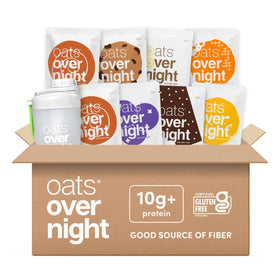 Oats Overnight vegan banana bread pack shown for a ready-to-drink breakfast