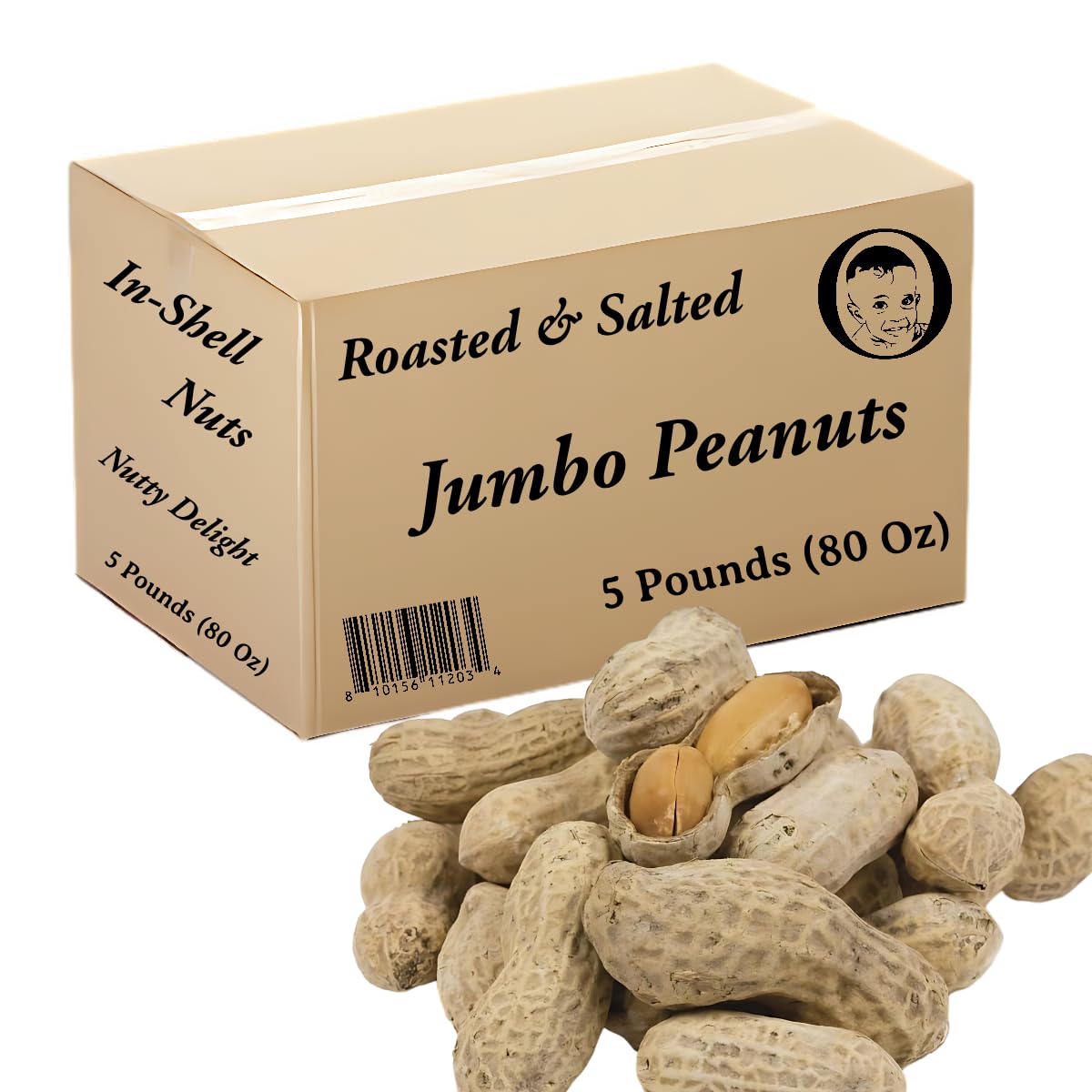 Obelys jumbo peanuts roasted in-shell in a 5 lb bag for a fresh snack.