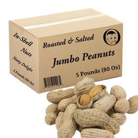 Obelys jumbo peanuts roasted in-shell in a 5 lb bag for a fresh snack.