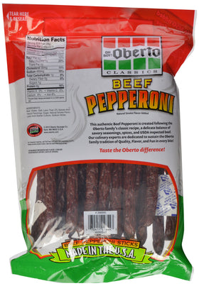 Oberto Classics Beef Pepperoni Zip Pak sticks deliver savory flavor for lunches and snacks.