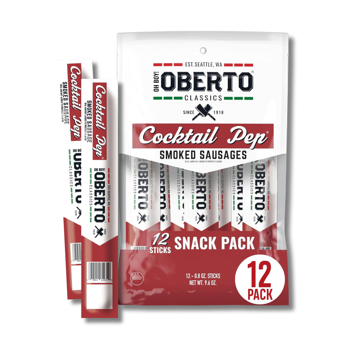 Oberto Classics Cocktail Pep Smoked Sausage pack for a savory on-the-go snack