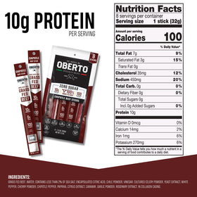 Oberto no artificial ingredients beef stick delivering clean nutrition in a convenient bite.