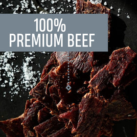 Oh Boy! Oberto Jerky close-up shows pepper coating and lean texture
