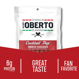 Oberto Classics smoked sausages close-up showing smoky flavor and snap.