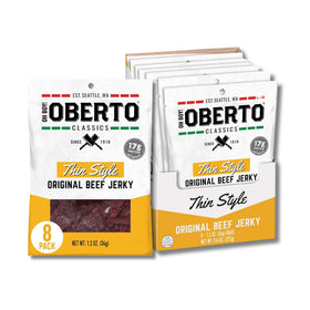 Oberto Oh Boy Thin Style jerky 1.2 oz pouch for on-the-go protein.