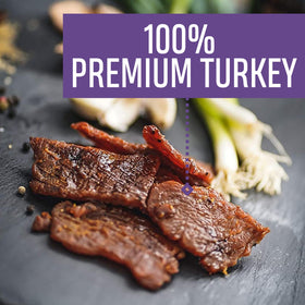 Oberto Teriyaki Turkey Jerky nutrition facts panel highlights protein.