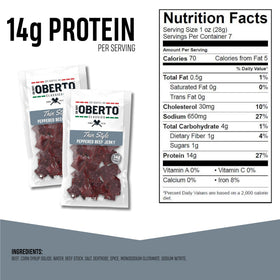 Oberto Thin Style jerky in resealable bag keeps freshness.