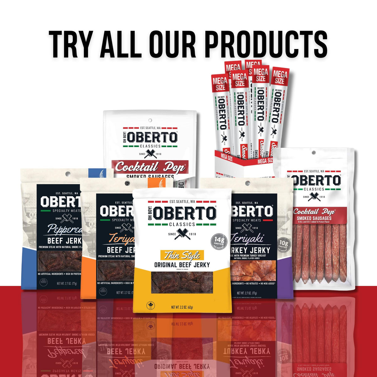 Oberto zero sugar beef sticks showcasing guilt-free, ready-to-eat protein