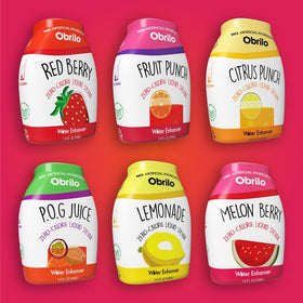 Obrilo Stevia Water Enhancer six-pack bottles ready for zero-sugar hydration