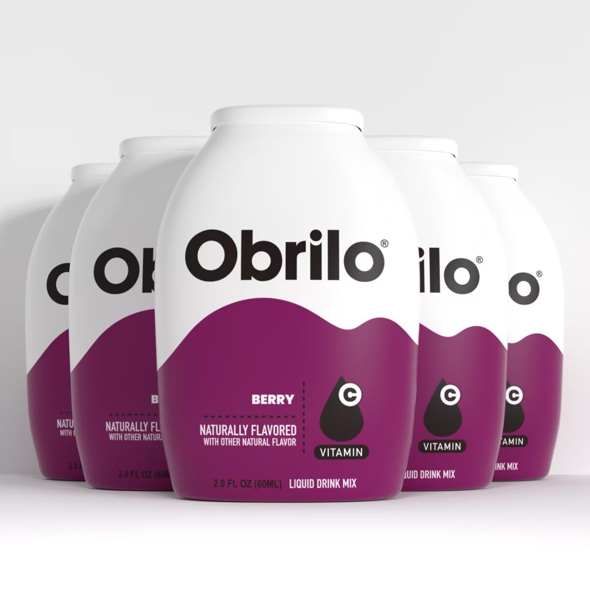 Obrilo Berry water enhancer bottle close-up, sugar-free flavor for everyday hydration.