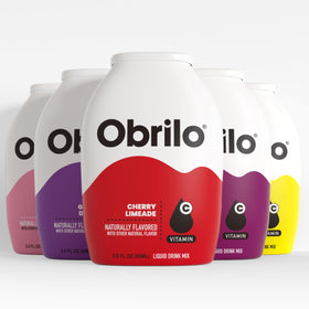 Obrilo Water Enhancer bottle-pour adds zero-sugar flavor to water for quick hydration.
