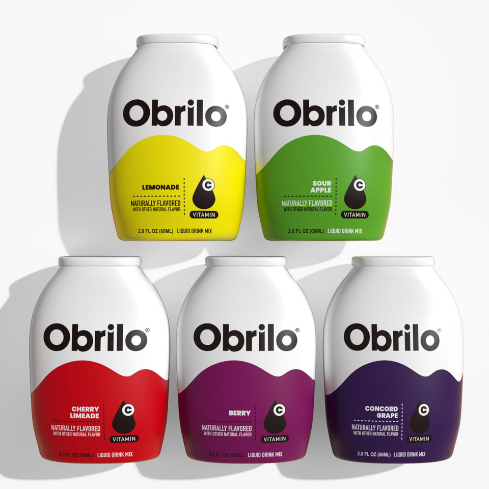 Obrilo Water Enhancer bottle pour enables on-the-go flavor customization for beverages.
