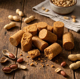 OCA Sugar-Free Peanut Butter Bites close-up reveals creamy texture and rich peanut flavor
