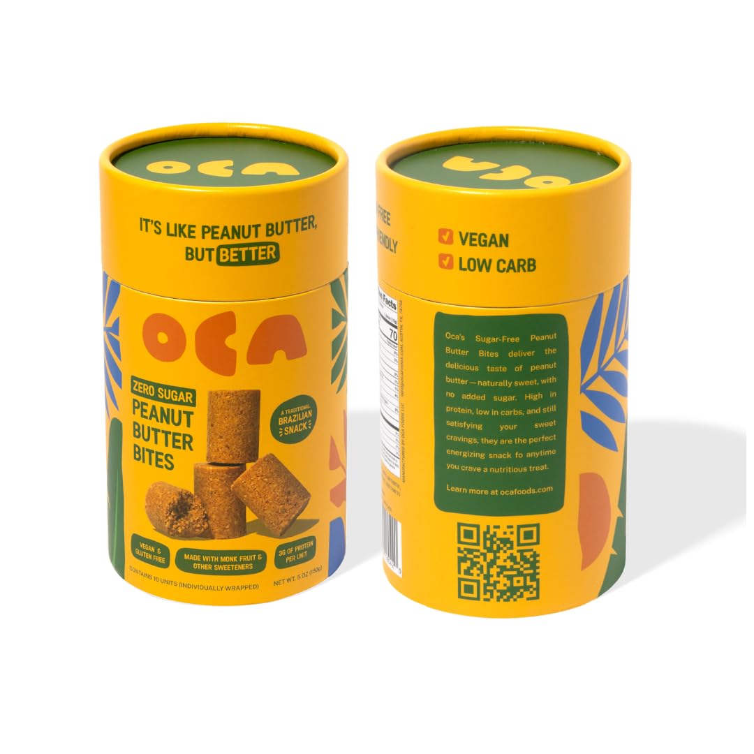 OCA box with nutrition details shows no sugar added and high protein per pack