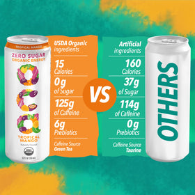 OCA Zero Tropical Mango can features a bright label for a tropical energy pick-me-up.