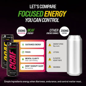 ØCAF ENERGY cans arranged in 12-pack display for easy stocking.