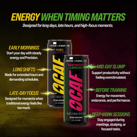 ØCAF ENERGY Raspberry Passionfruit can front view, promotes steady energy.