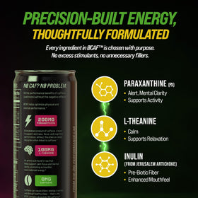 ØCAF ENERGY Raspberry Passionfruit can side view highlighting consistent energy.
